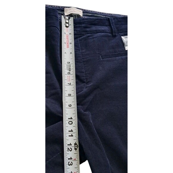 NWT Anthropologie Pants Womens 14 Navy Essential Corduroy Cropped Flare Trousers - Picture 9 of 11